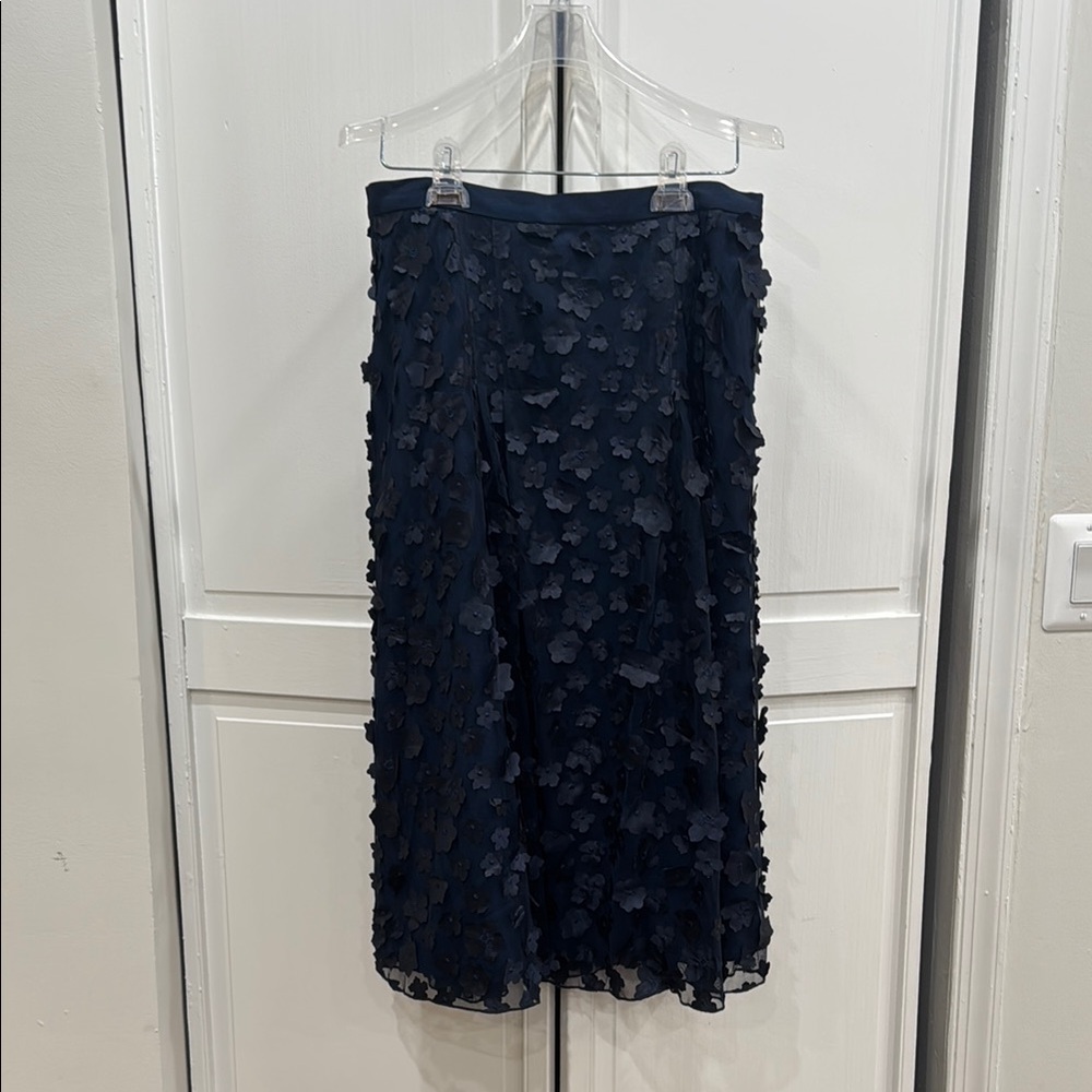 Anthropologie Blue Ruffled Pencil Midi Dress
